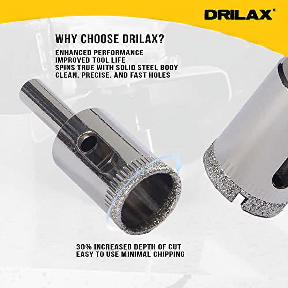 DRILAX Dust Diamond Hole Saw Drill Bit 3 Pcs Set 1/2 inch -3/4 inch - 1 inch Granite Glass Tile - for Ceramic Tile Marble Rock Porcelain in