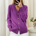 thumbnail image 3 of Women'S Autumn Winter Solid Color Long Sleeve V-Neck Knitted Cardigan Sweater Coat Fashion Casual Outerwear, 3 of 8