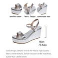 thumbnail image 6 of Rokment Platform Wedge Sandals for Women Dressy Sparkly Metallic Trending Leather Ankle Strap Chunky High Heels Dress Summer Shoes Bride Wedding Silver Size 8, 6 of 9