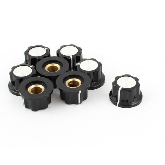 Unique Bargains 8pcs 16mm Cap Top 6mm Shaft Insert Dia Plastic Nonslip Potentiometer Rotary Knob