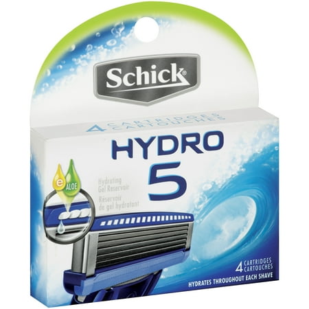 Schick Hydro 5-Blade Mens Razor Refills, 4 Ct, For All Skin Types