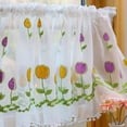 thumbnail image 4 of Cateissary Cortinas de encaje estilo villa rural americana con bordado de flores, translúcidas, de media altura Decoración del hogar Como se muestra 180*60cm, 4 of 6