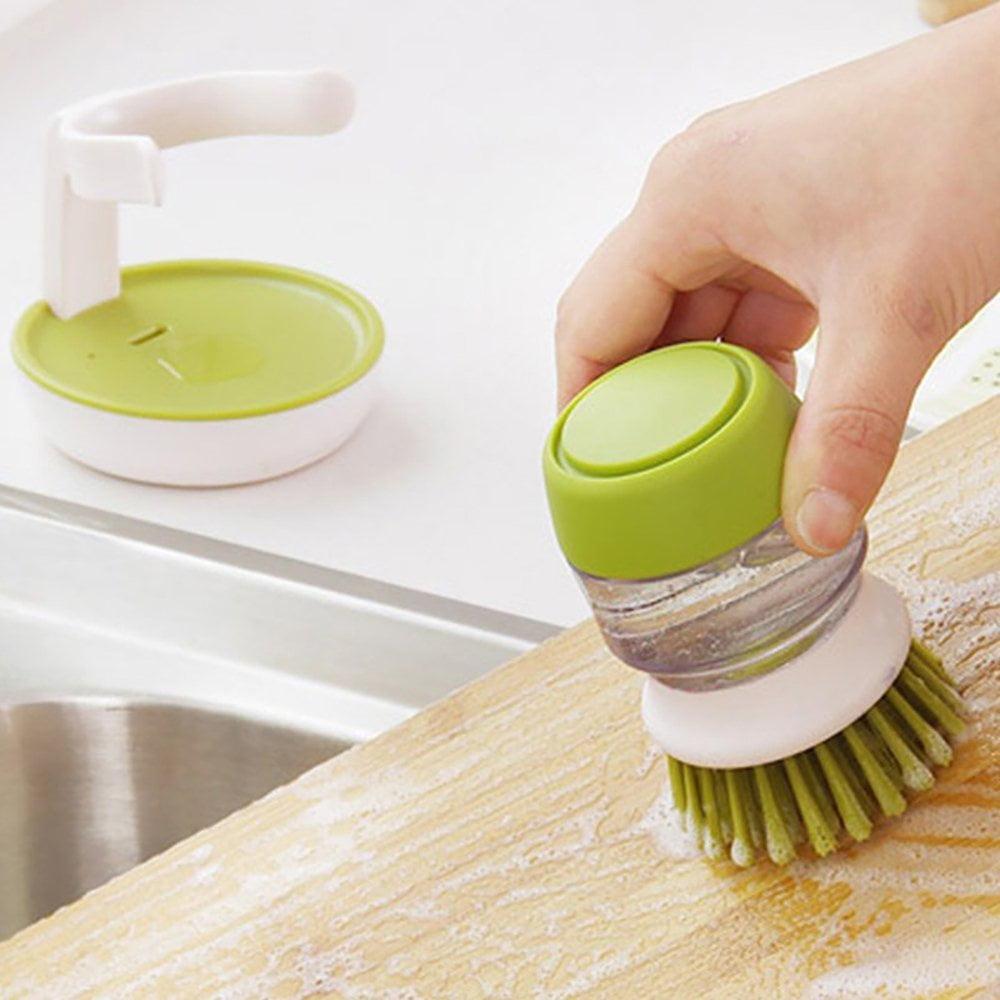 Geruite Soap Dispensing Palm Brush Washing Liquid Dish Brush Soap Pot Multifunctional  Pressing Cleaning Brush-Dish Scrub Brush for Dish Pot Pan Sink Cleaning  high grade 