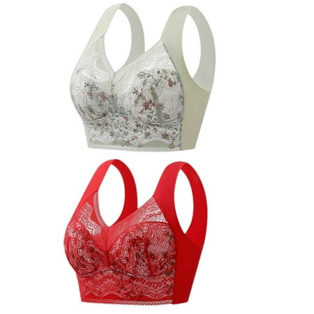 Itsame 2PC Bras for Women s Full Support Everyday Casual Bra Set Wireless Comfort Bralette Multicolor Size XL