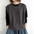 thumbnail image 3 of Women's Sweater Vest Crew Neck Pullover Tank Tops Light Weight Sleeveless Casual Loose Knitted Vest Dark Gray, Free Size, 3 of 4