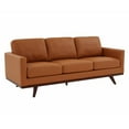 thumbnail image 2 of Leisuremod Chester Modern Leather 3 Seater Sofa With Birch Wood Base Mid Century Living Room Couch (Cognac Tan), 2 of 12