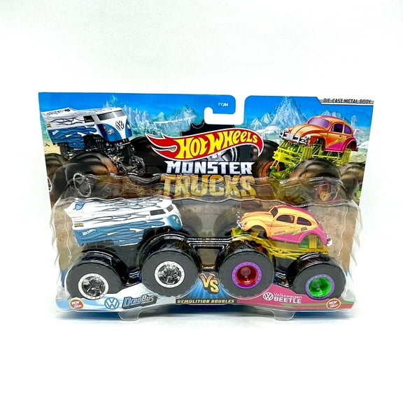Hot Wheels Monster Trucks Demolition Doubles Drag Bus Volkswagen Beetle 1:64 Sca