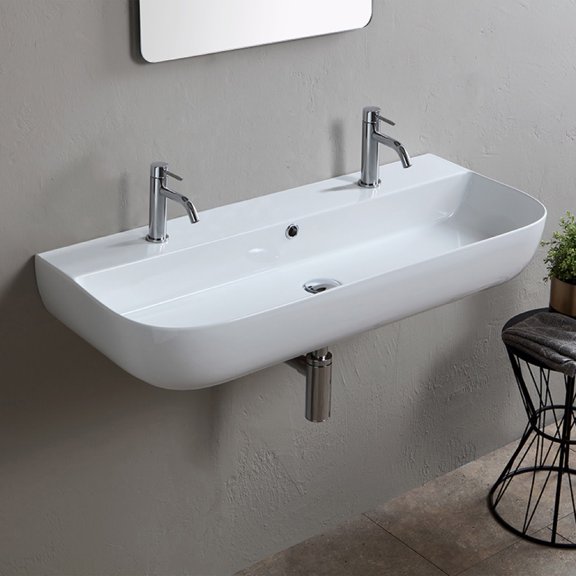 Nameeks Scarabeo 1813B-Two Hole Scarabeo Glam 38" Rectangular Ceramic Vessel Or Wall