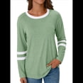 thumbnail image 2 of Camisetas de Larga para Mujer, Camisetas Casuales con Cuello Redondo y Bloques de Color, Ropa de Moda de Otoño, Conjuntos Modernos Verde L, 2 of 8