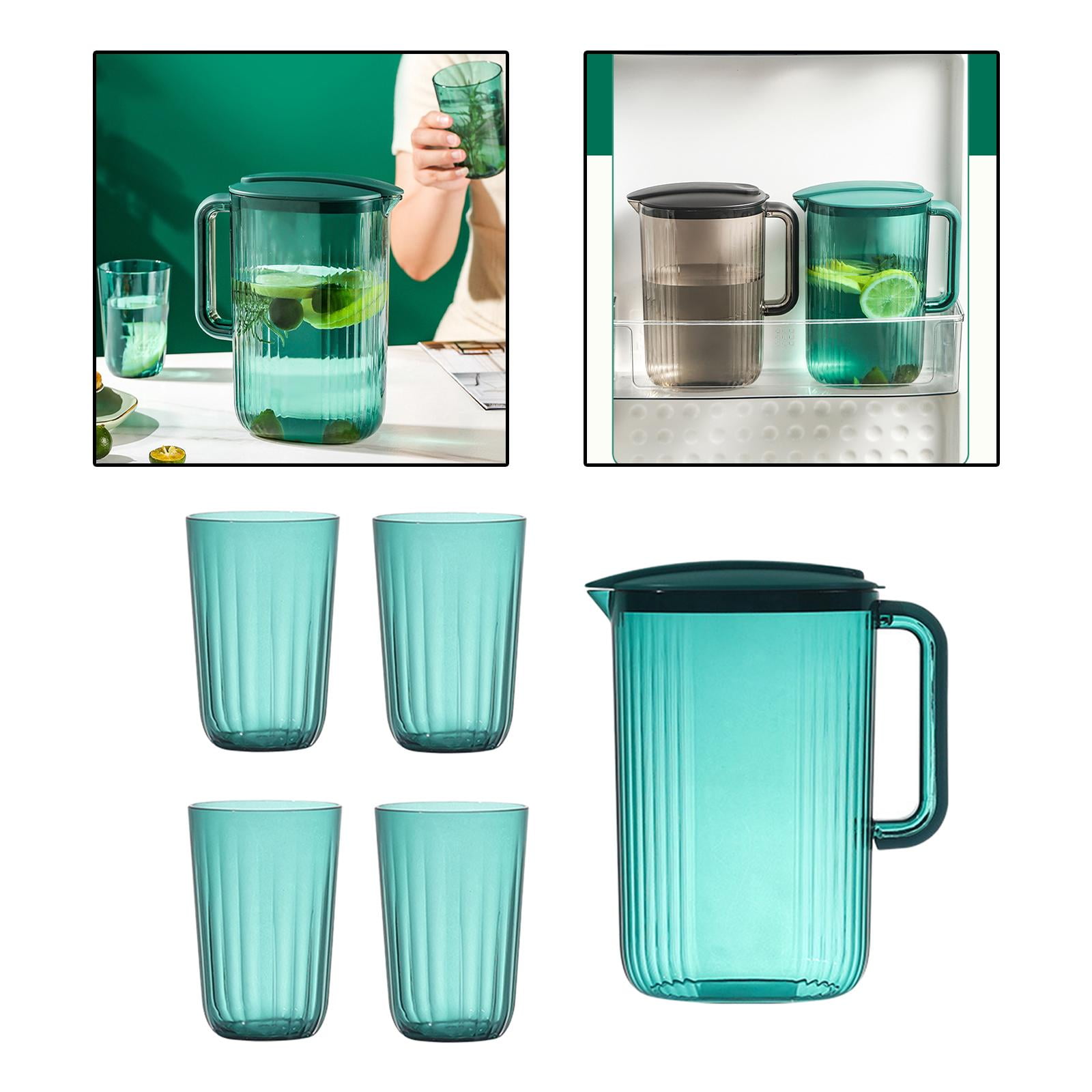 Fiocias Fridge Door Water Pitcher with Lid Perfect for Making Tea, Juice and Cold Drink, 5Pcs Green