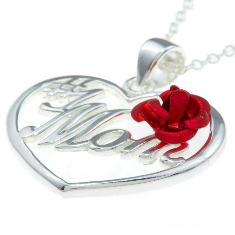 Mom Heart Locket in Sterling Silver