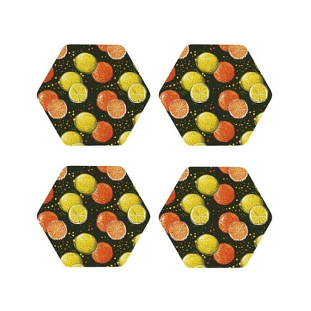 

Tideii Orange Lemon for Leather Coasters 4 Pieces Anti-fouling and Anti-scalding Decorative Coasters Suitable for Restaurants Kitchens Coffee Shops-Hexagon