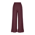 thumbnail image 7 of Wide Leg Pants Woman Summer Elastic High Waisted Palazzo Pants Flowy Drawstring Ruffle Hem Trousers with Pockets, L, 7 of 7