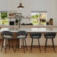 thumbnail image 5 of Andeworld 24'' Barstools set of 4, Modern Velvet Bar Stools with Woven Back, Counter Height Barstools with Upholstered Seating, Square Footrest, Grey, 5 of 7