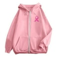 thumbnail image 4 of Hoodie Womens Sweatshirt Oversized Lightweight Zip Up Women Casual Women's Pullover Cancer Awareness Month Long Sleeve Pocket Drawstring For Everyday Wear, 4 of 6