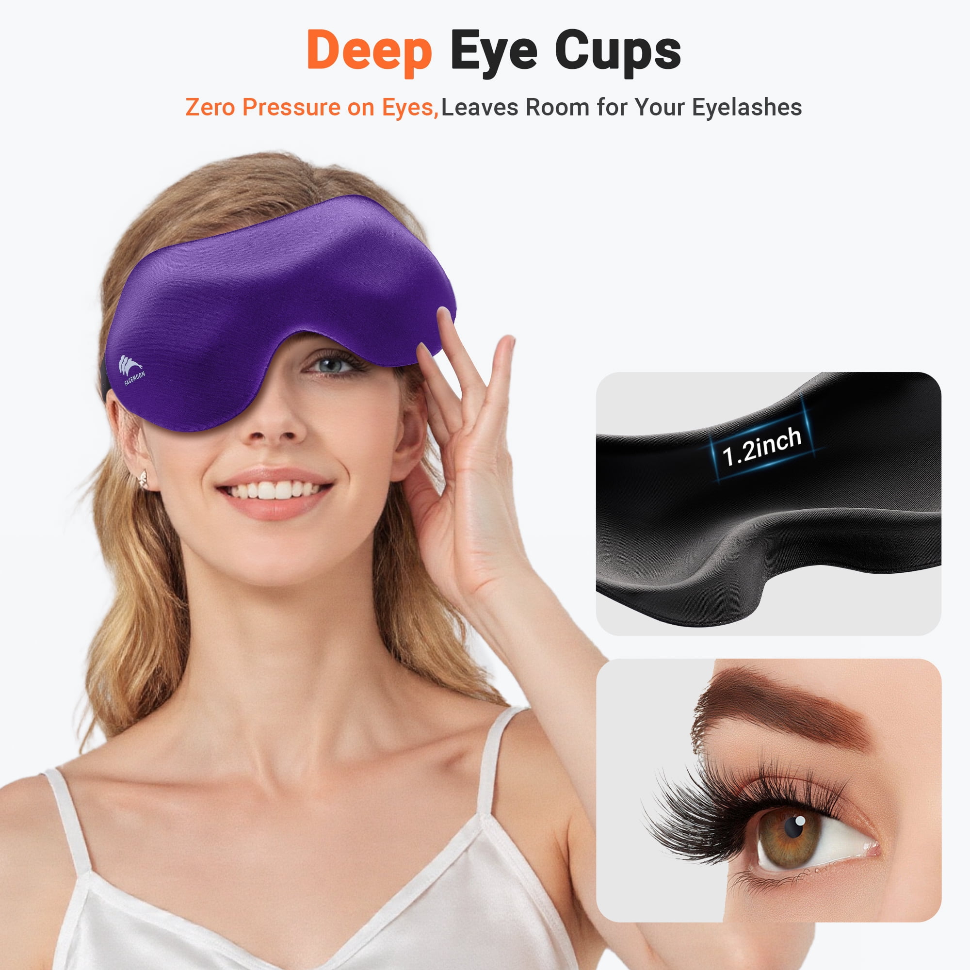 3 Pack Blackout Sleep Masks for Women and Men, 3D Contoured Eye Mask with No Eye Pressure, Lash-Friendly Adjustable Sleep Mask for Side Sleepers, Travel, Naps, Shift Work