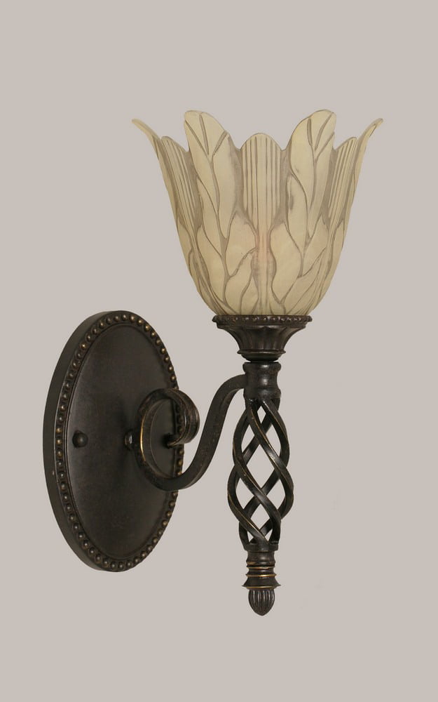 7-Inch Toltec Lighting 110-BRZ-751 Leaf Two-Light Wall Sconce Bronze Finish with Frosted Crystal Glass Shade 
