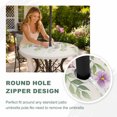 thumbnail image 4 of Round Outdoor Tablecloth with Umbrella Hole and Zipper, Colorful Flowers Tablecloth with Elastic Waterproof, Spring Floral Leaves Botanical Country Beige Patio Table Covers for 36" - 44" Pool Tables, 4 of 9