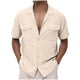 thumbnail image 2 of Ceisia Men's Relaxed Fit Short Sleeve Cuban Collar Cotton Linen Blend Shirt with Dual Chest Pockets Khaki XXL Gifts, 2 of 8