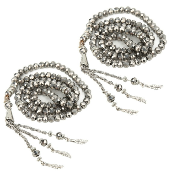 Collier Chapelet Rose – 2 Pièces Chapelet De Culte Musulman 99 Pièces, Chapelet Rose 99 Pièces Géométriques Exquises, Articles Religieux(argent)
