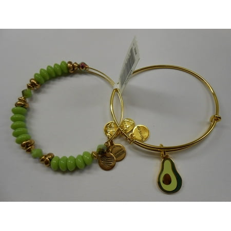 Alex and Ani Women's Color Infusion, You Guac My World, Set of 2 Bracelet, Shiny Gold, Expandable