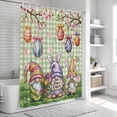 thumbnail image 6 of Easter Gnomes Shower Curtain, Waterproof Shower Curtains for Bathroom, Easter Eggs Spring Tulip Flower Green Plaid Washable Fabric Bathtub Curtain Set Bath Decor with 12 Hooks Extra Long 72"x96", 6 of 8