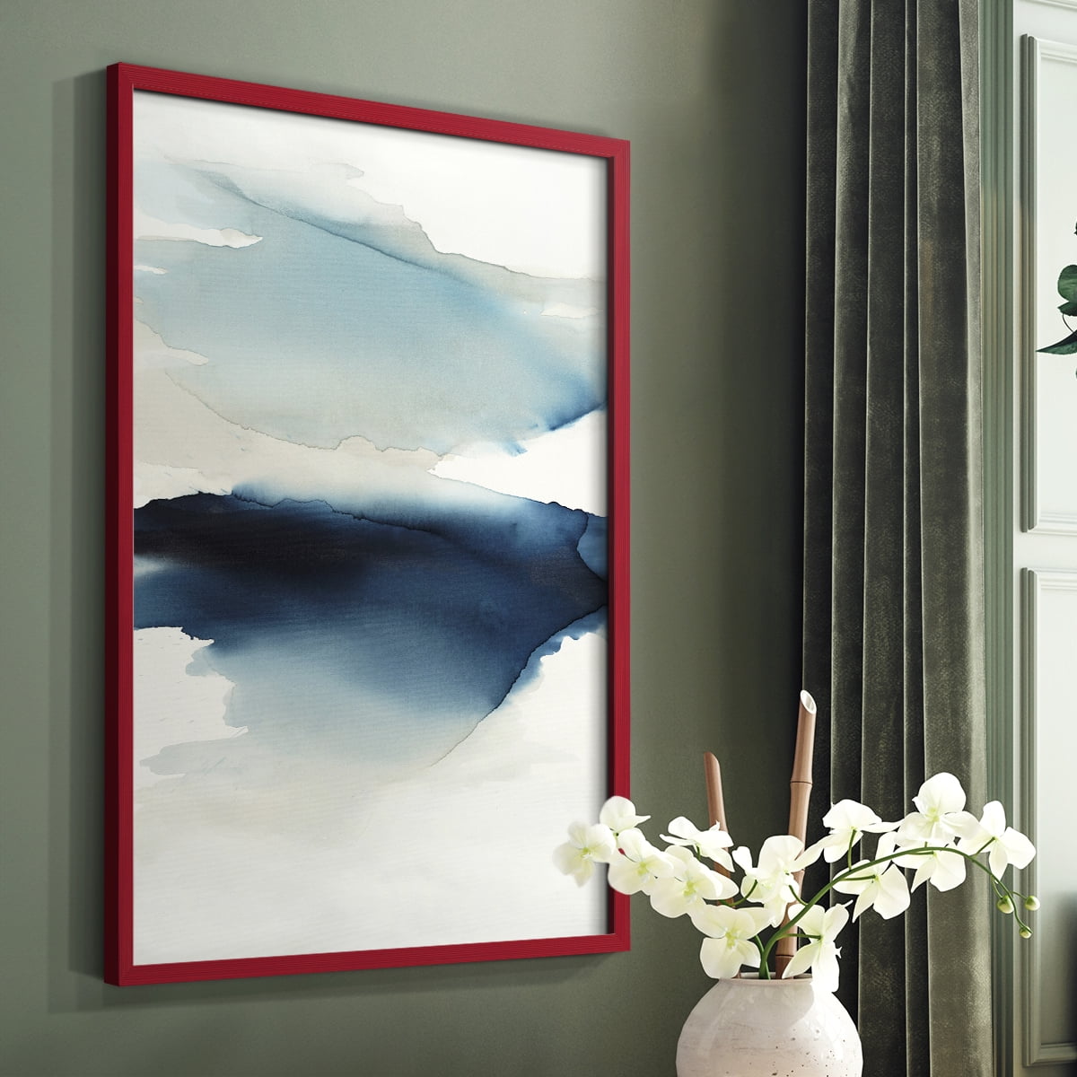 Waves I Framed Print in Red Solid Wood 8 x 10 Framed Print