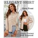 thumbnail image 3 of Blusa Deer Lady para mujer, caqui, con botones, manga larga, L, 3 of 5