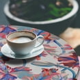 thumbnail image 3 of Ambesonne Floral Fitted Round Tablecloth, Blooming Flowers Tulips Art, 45"- 56" Diameter, Burgundy and Dark Ceil Blue, 3 of 5