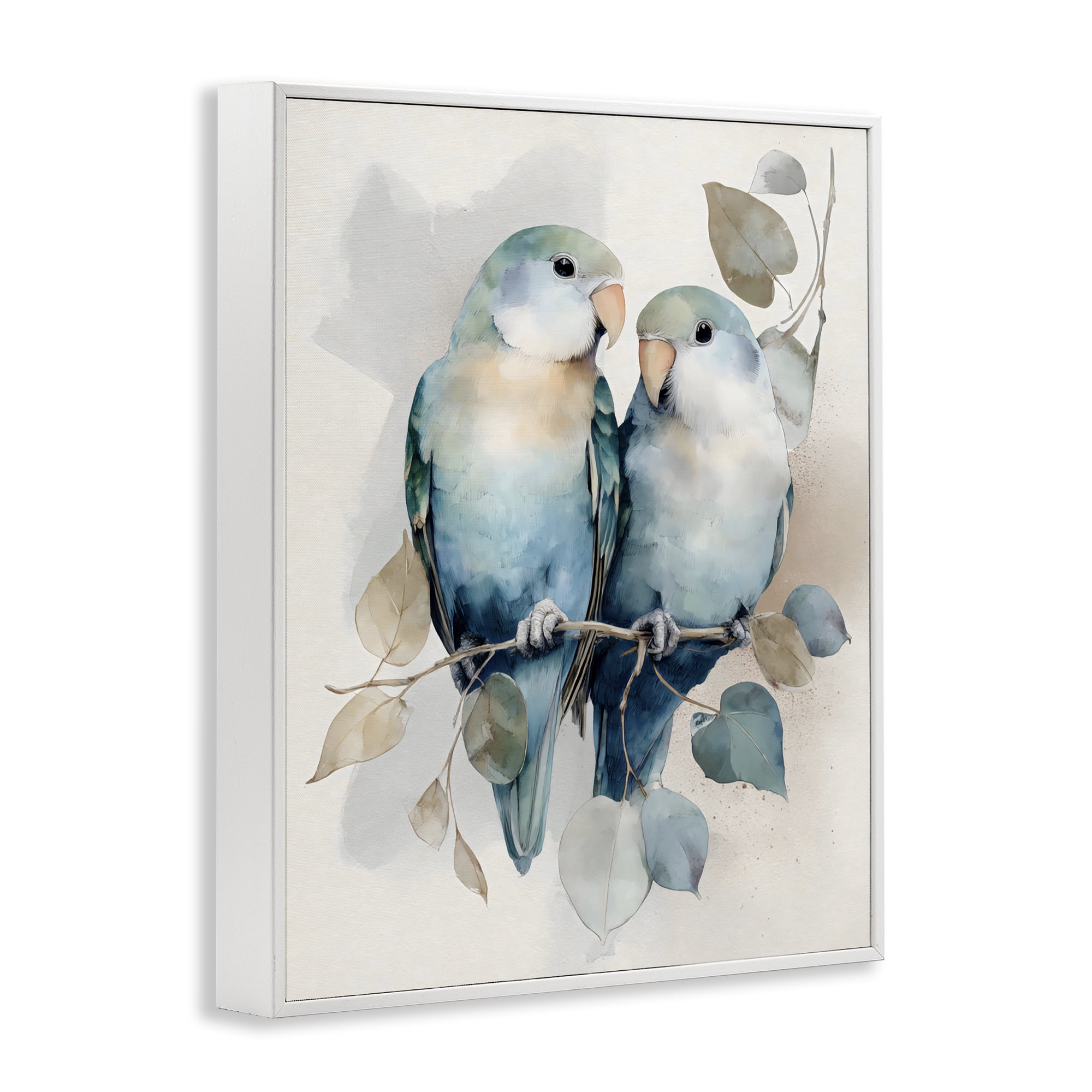 Stupell Industries Blue Bird Lovers White Framed Giclee Art, design by Franklyn Gregory