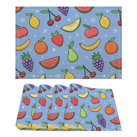 

Bivenant Store Fruit Pattern Flax Textile Table Mats Set of 4 Heat Resistant Washable Placemats for Parties Buffet Dinner Kitchen Table Indoor Christmas Decorations Tablecloth Table runner