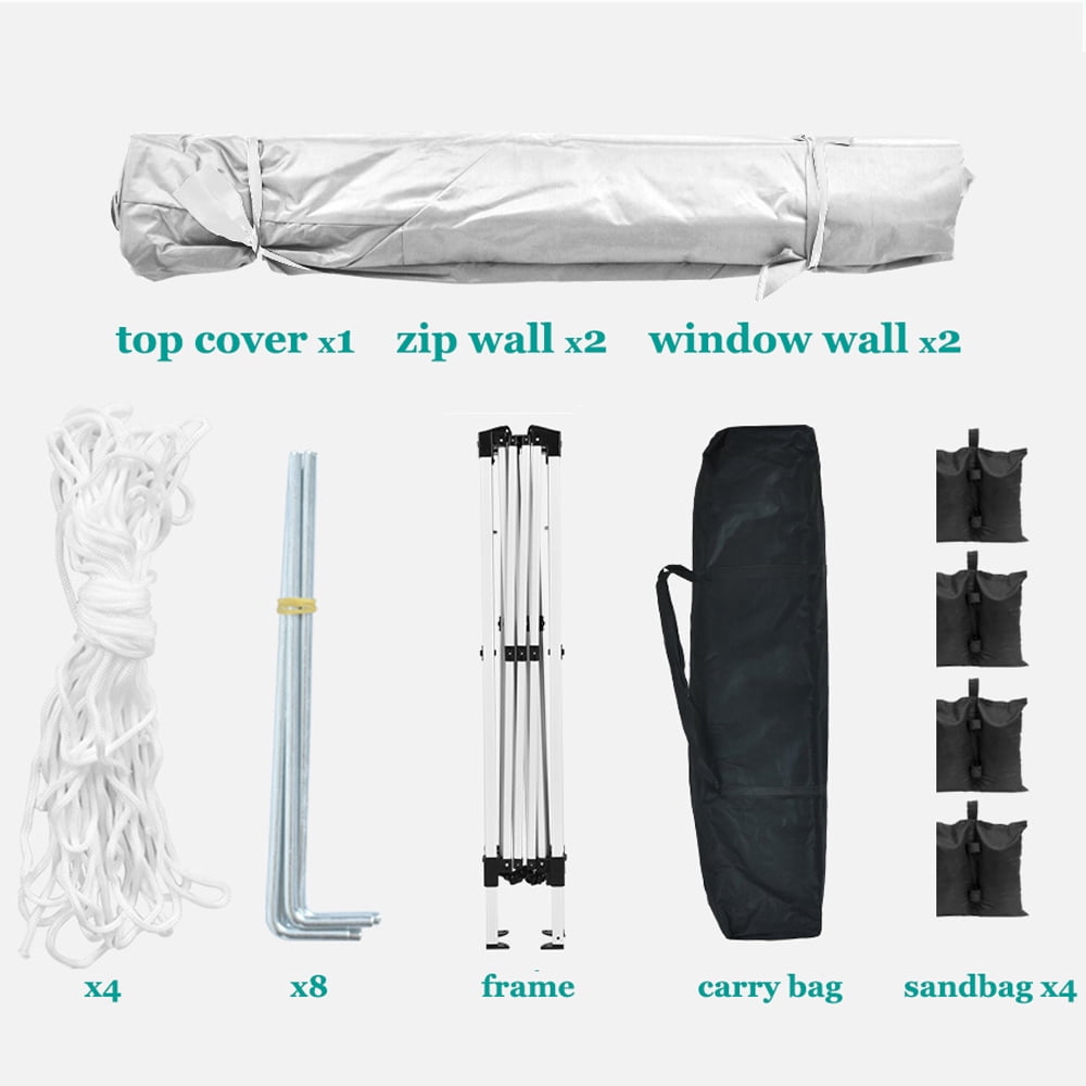 BaPiPro 10'x10' Pop up Canopy Tent, Folding Outdoor Gazebo Party Event Tent with 4 Removable Sidewalls, Portable Instant Shelter with Weight Bag & Carry Bag, White