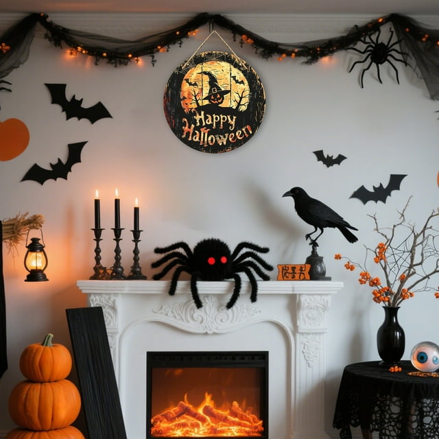 Decoraciones de Halloween, adornos de Halloween, regalos de Halloween, decoración del hogar, placa de puerta de madera de Halloween, decoración de Halloween, letrero colgante, colgantes