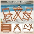 thumbnail image 4 of Demifill 3-Piece Solid Wood Dining Set with 2 Folding Chairs, Sturdy Wood Table and Chair Set for Outdoor as Garden, Backyard, Porch, Brown, 4 of 12