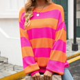 thumbnail image 4 of Fesfesfes Women Sweater Tops Tie Dye V-neck Loose Knitting Sweater Casual Long Sleeve Splicing Coat Under $10, 4 of 9