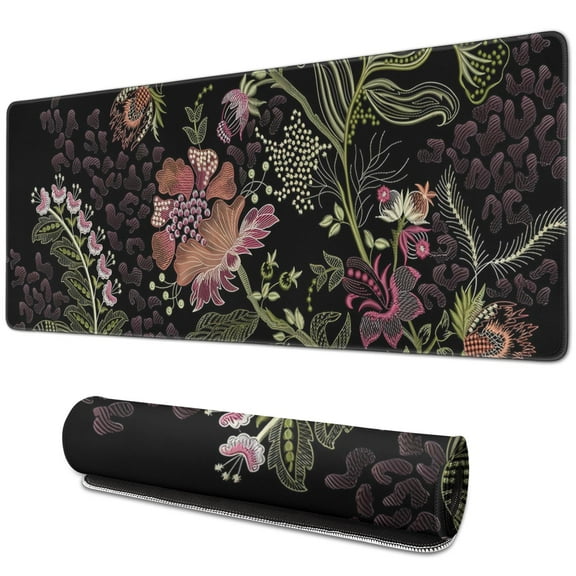 Extra Large Gaming Mouse Pad - Non-Slip & Waterproof Wildflower Design Office Desk Pad - Ideal for Gaming/Work/Office, Durable Stitched Edges, 31.5 × 11.8 inch for Keyboard & Mouse Stability