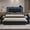 Black&California King(PU), variant on Full Bed Frame with LED Headboard Modern Upholstered Platform Bed Frame with 4 Storage Drawers & USB and Type-C Ports,Faux Leather Bed Frame for Bedroom,Black