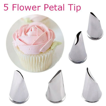 

5Pcs/Set Rose Petal Metal Cream Tips Cake Decorating Tools Icing Piping Nozzles