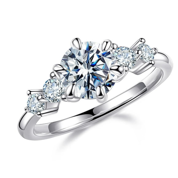 Anillo de aniversario MOOSEA de 5 piedras con moissanita, oro de 14 quilates, 1,2 quilates