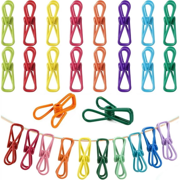 30 Pack Assorted Chip Bag Clips Utility,2 inch Coated Colorful Sealer for Sealing Food - Paper Holder, Clothesline Clip for Laundry Hanging,Clothes Pegs for Kitchen Bags,Multipurpose  Clothes Pins