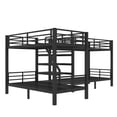 thumbnail image 5 of Corner Quad Bunk Bed with Storage Stairs, L-Shaped Twin Size 4 Beds with Headboard, Metal Twin over Twin Bunk Bed Frame for 4, Black Noise-Free Design, 5 of 8
