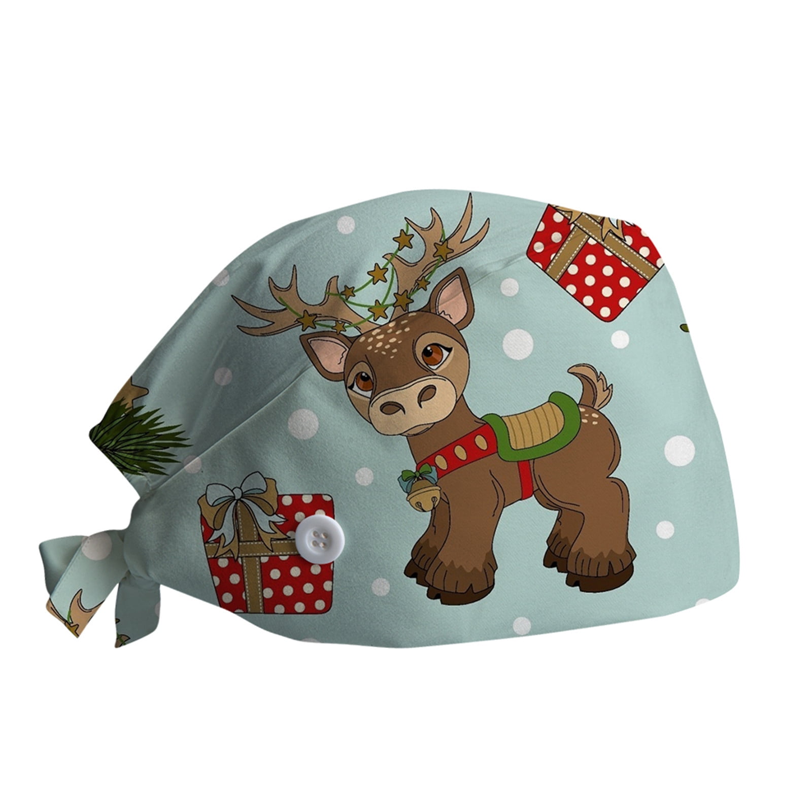 Women Adjustable Christmas Print Hat 