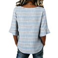 thumbnail image 5 of Stralyhd 3/4 Length Sleeve Womens Tops 2026 Summer Loose Casual V Neck Henley Blouses Vacation Tops Work Shirts Light Blue S, 5 of 6