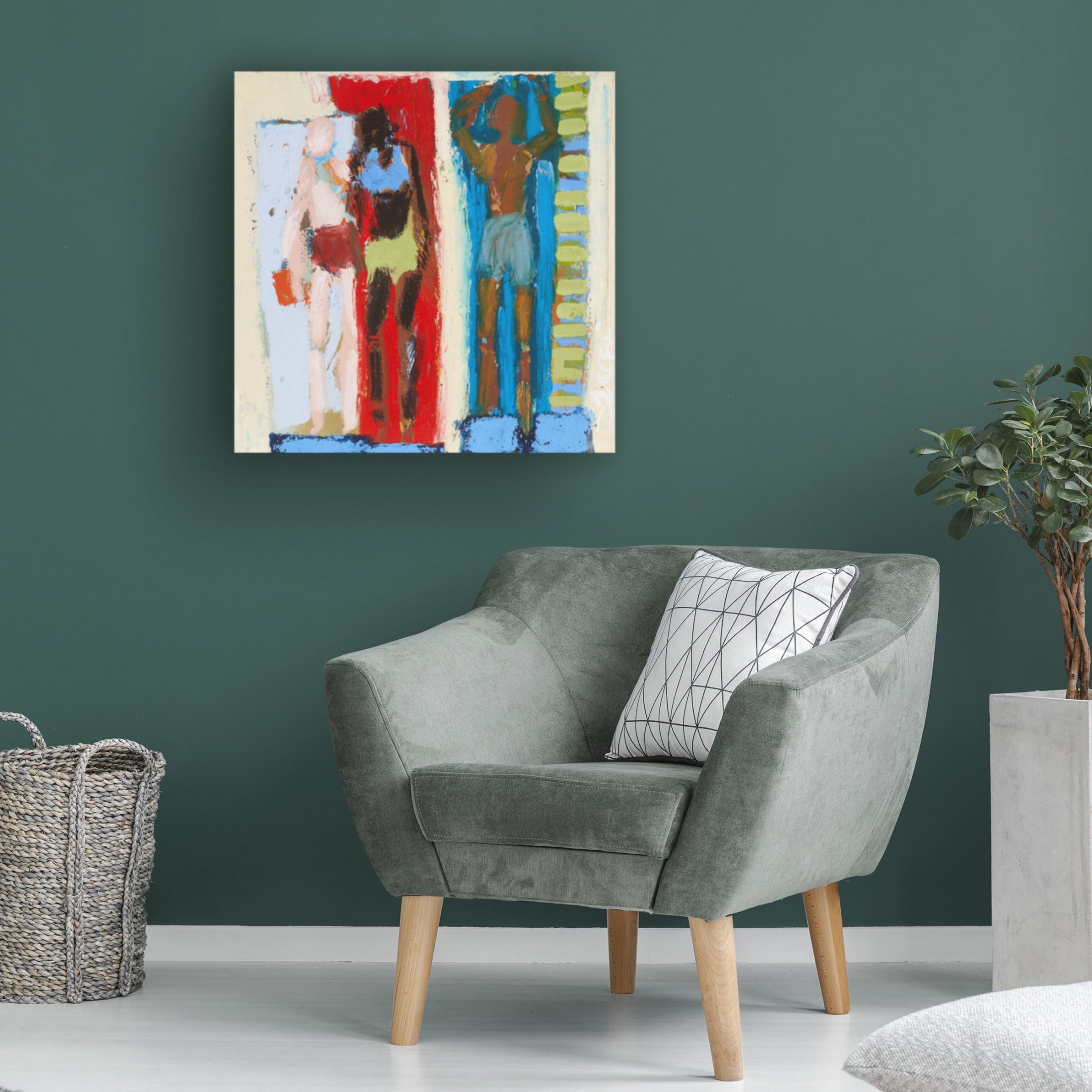 Canvas Wall Art - Erin McGee Ferrell 'Beach Sunbathers IX' Wall Art for Living Room, Bedroom, or Office Décor by Trademark Fine Art - 35 x 35 Inches