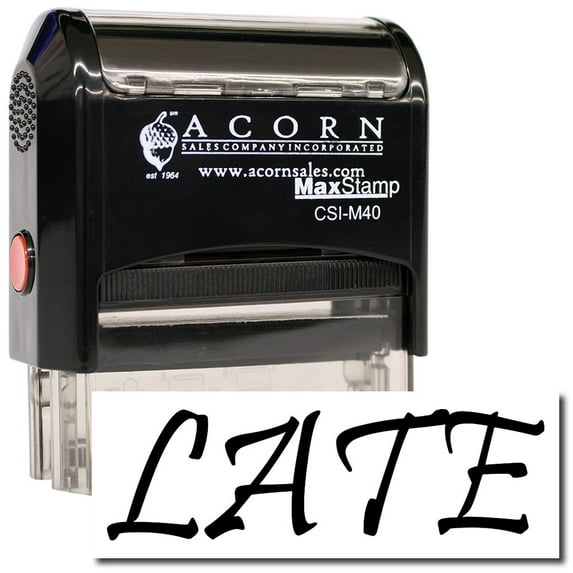 Large Self-Inking Late Stamp with Orange Ink