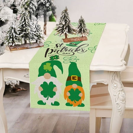 

St. Patrick s Day Decorations for Home Irish Festival Table Runner Linen Anti Oil Easy To Clean Table Cloth Digital Printing Table Mat