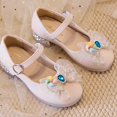 thumbnail image 3 of Mepaouo Girls Dress Shoes Glitter Princess Flower Mary Jane Low Heels Party Footwear for Toddler Kids, 3 of 6