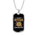 thumbnail image 1 of I Accept Bitcoin Conversation Crypto Necklace Stainless Steel or 18k Gold Dog Tag 24" Chain, 1 of 8