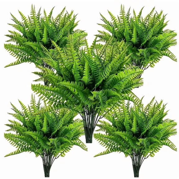 8PCS 16.5in UV Resistant Artificial Boston Fern, Fake Ferns for Outdoor Patio Decor