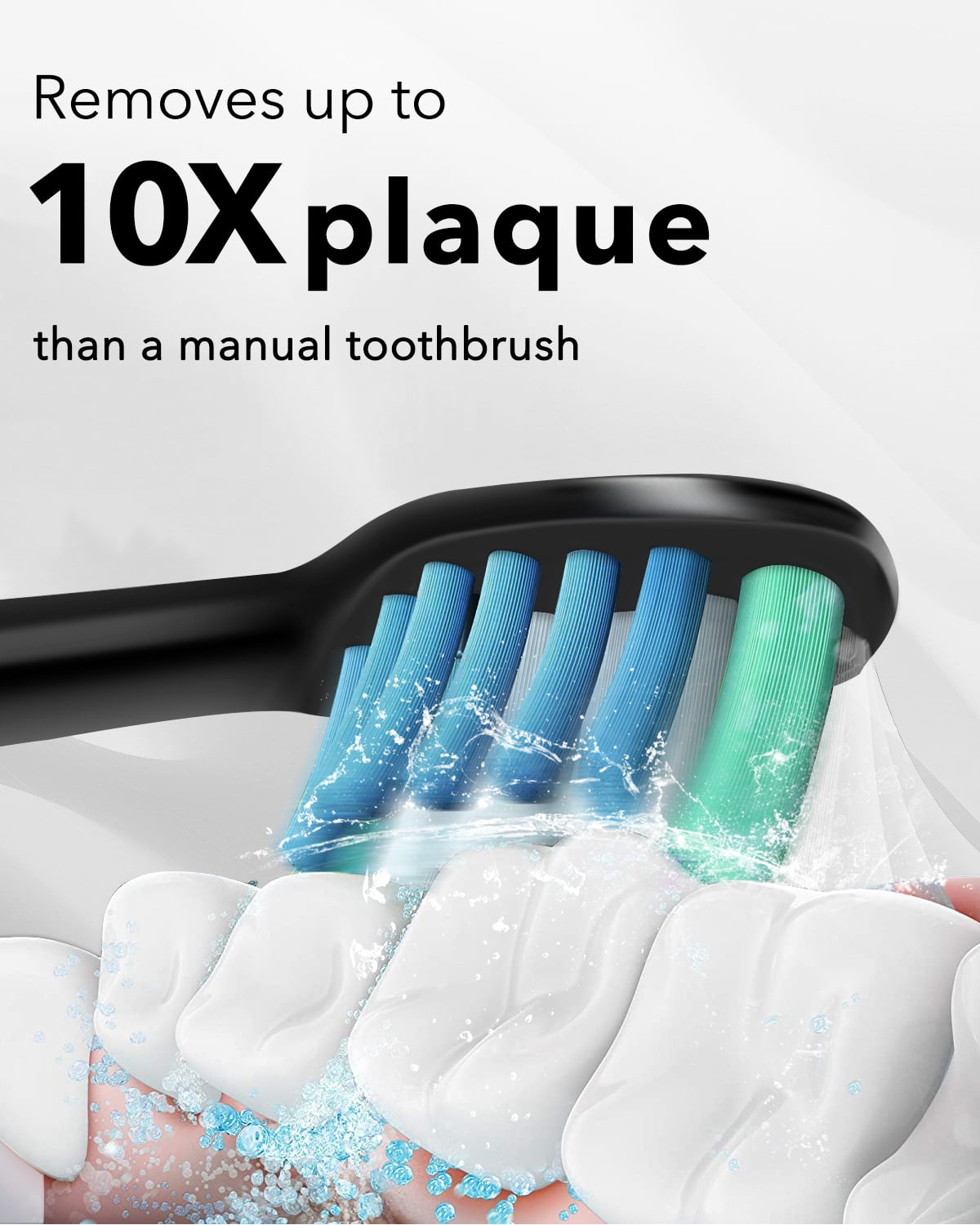 MySmile Rechargeable Sonic Electric Toothbrush for Adults, Enamel Safe Toothbrush, 6 Replace Heads 5 Deep Cleaning Modes, Black